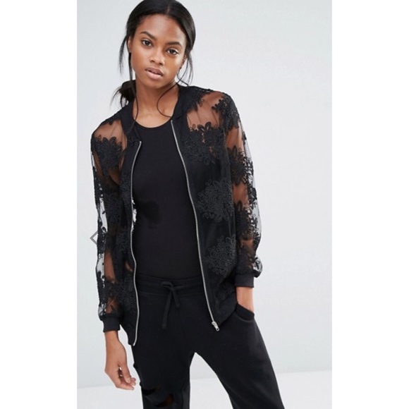 Missguided Jackets & Blazers - Missguided Embroidered Mesh Bomber Jacket